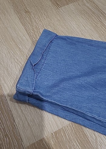 Mavi Keten Midi Boy Salaş Kadın Pantolon - Görsel 2