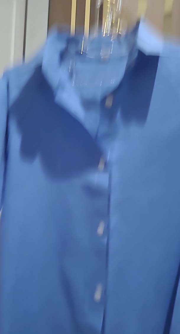 Mavi Düğmeli Kadın Keten Gömlek - Görsel 2