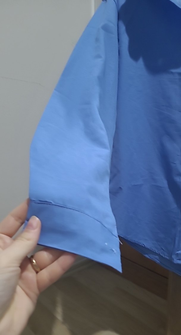 Mavi Düğmeli Kadın Keten Gömlek - Görsel 3