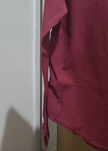 Bordo Düğmeli Kadın Gömlek - Görsel 3