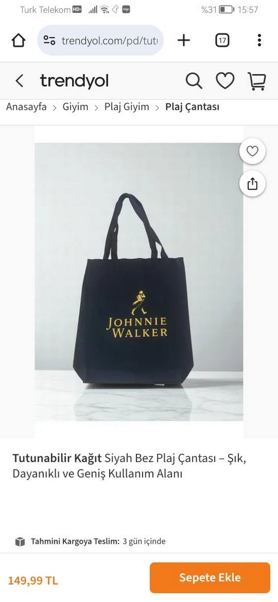 Siyah Bez Plaj Çantası - Geniş Kullanım Alanı - Görsel 2