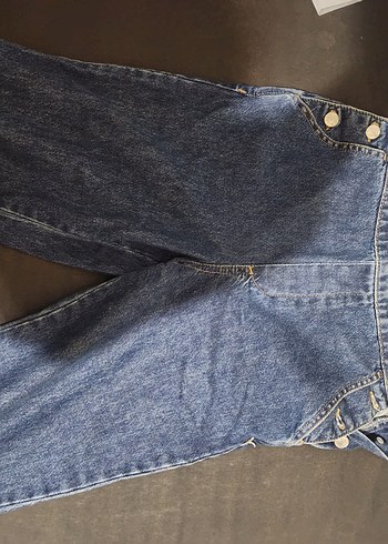 Kadın Lacivert Denim Askılı Midi Tulum - Görsel 2