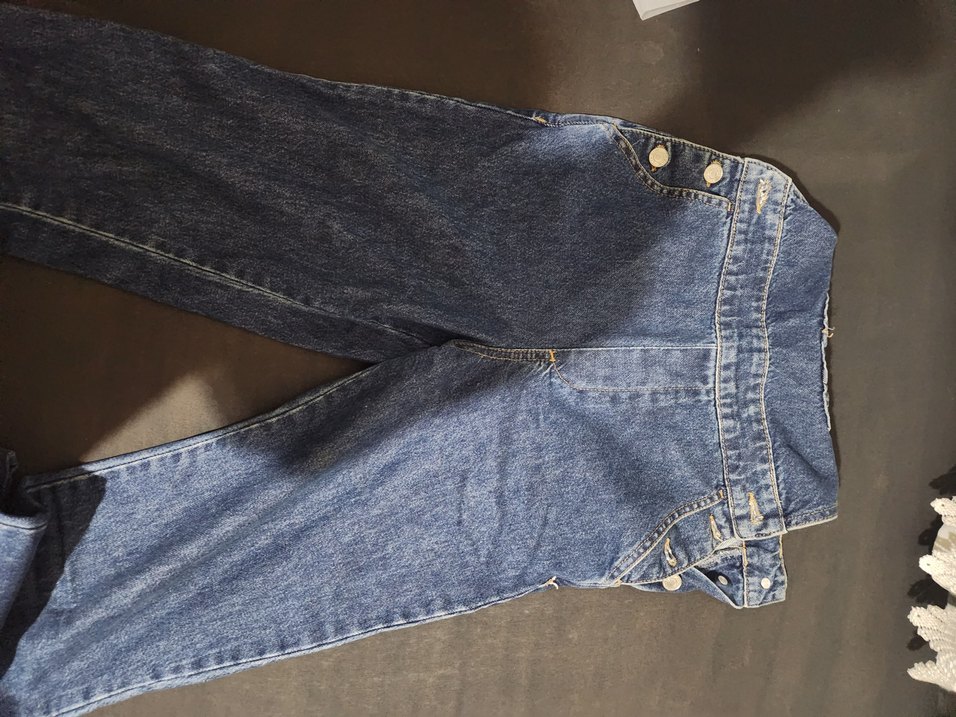 Kadın Lacivert Denim Askılı Midi Tulum - Görsel 2