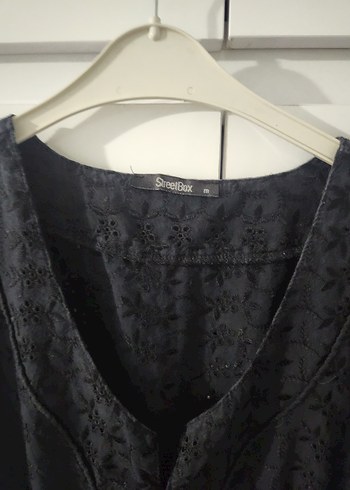 Siyah Kemerli Mini Keten Elbise - Görsel 3