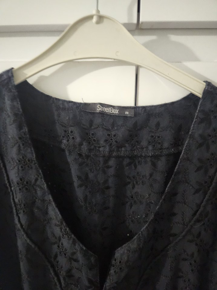 Siyah Kemerli Mini Keten Elbise - Görsel 3