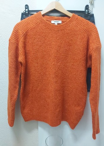 Kadın Turuncu Akrilik-Polyester Kazak - Görsel 8