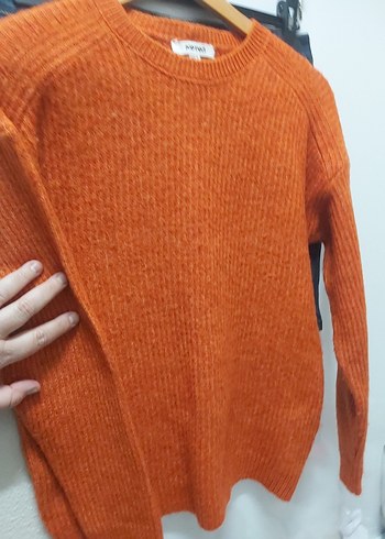 Kadın Turuncu Akrilik-Polyester Kazak - Görsel 5