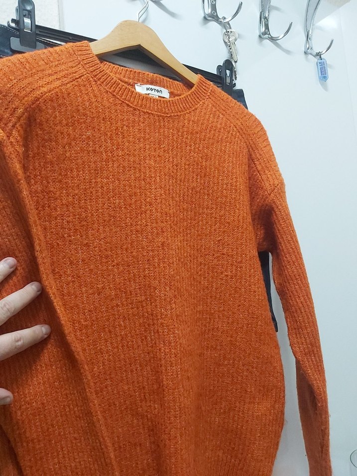 Kadın Turuncu Akrilik-Polyester Kazak - Görsel 2