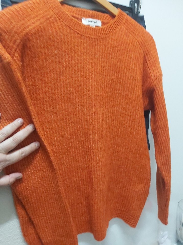 Kadın Turuncu Akrilik-Polyester Kazak - Görsel 5