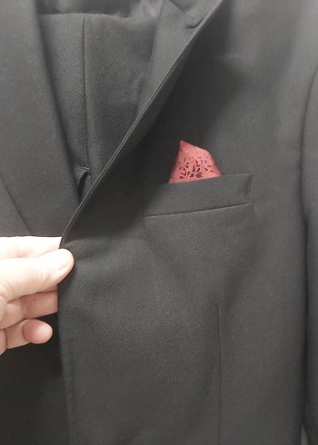 Erkek Siyah Düğmeli Ofis Takım Elbise - Görsel 2