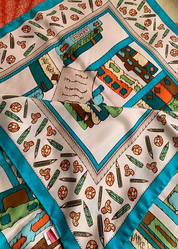 Zincir Detaylı Renkli twill eşarp - Görsel 4