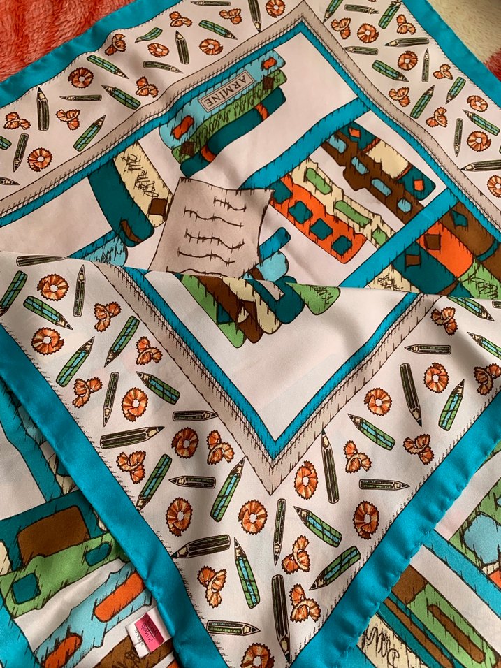 Zincir Detaylı Renkli twill eşarp - Görsel 4