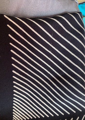 Kadın Siyah Çizgili twill eşarp - Görsel 3