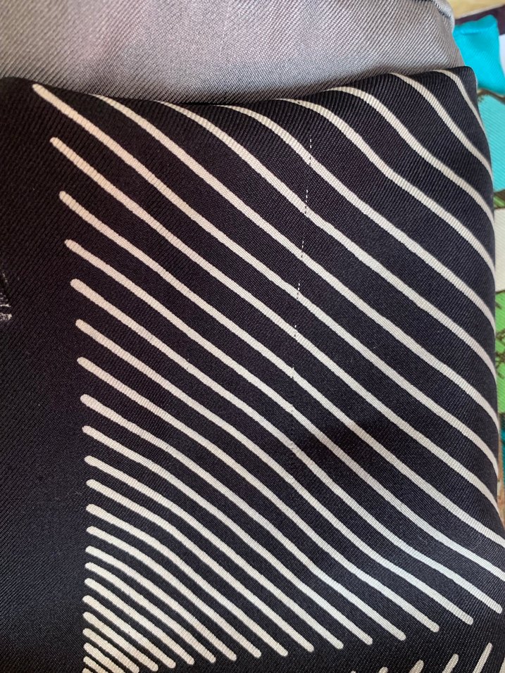 Kadın Siyah Çizgili twill eşarp - Görsel 3