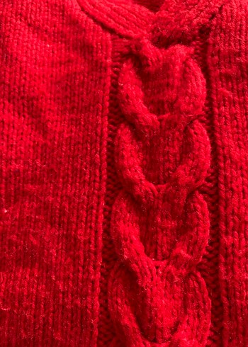 Kızlar için Kırmızı Örgü süveter - Görsel 2