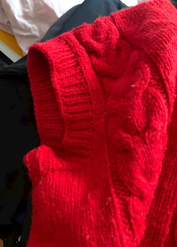 Kızlar için Kırmızı Örgü süveter - Görsel 3