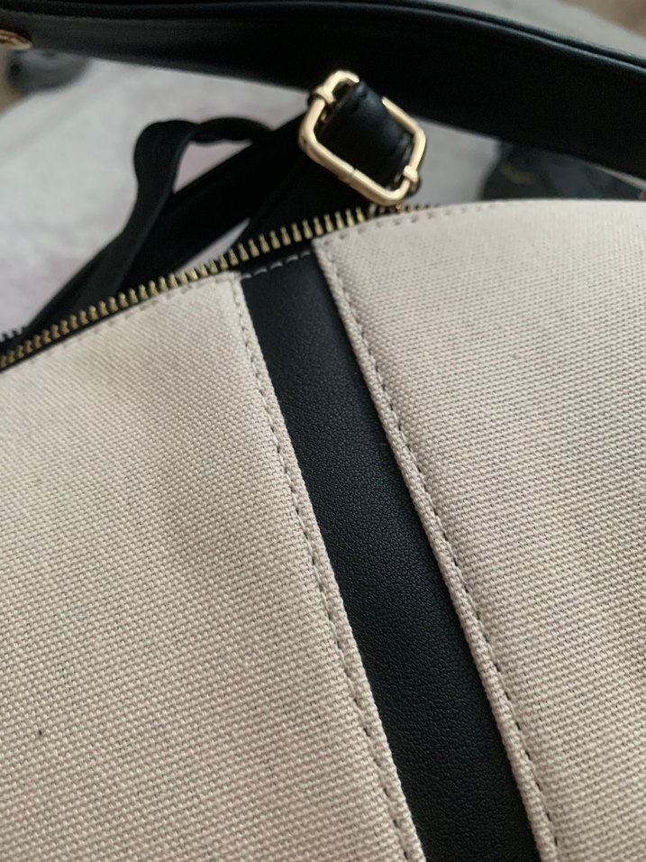 Bej Siyah Fermuarlı Kadın Çanta - Görsel 4