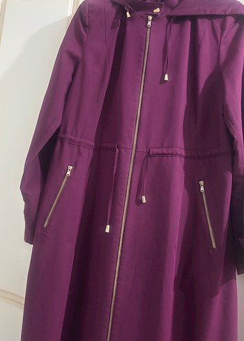 Uzun Mor Kadın pardüse Fermuarlı - Görsel 6