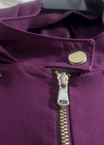 Uzun Mor Kadın pardüse Fermuarlı - Görsel 4