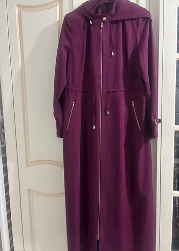 Uzun Mor Kadın pardüse Fermuarlı - Görsel 7