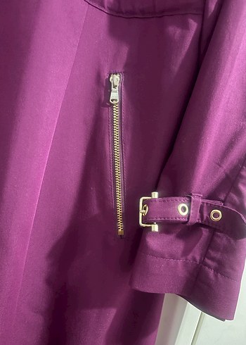 Uzun Mor Kadın pardüse Fermuarlı - Görsel 5