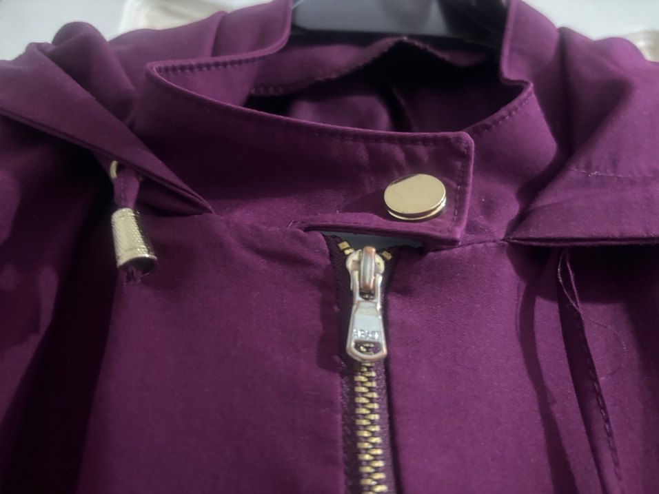 Uzun Mor Kadın pardüse Fermuarlı - Görsel 4