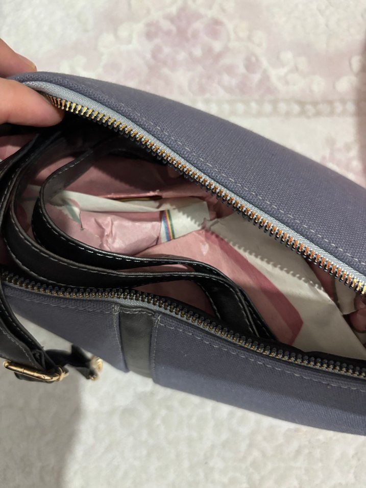 Gri Minimalist Kadın Çanta Fermuarlı - Görsel 2