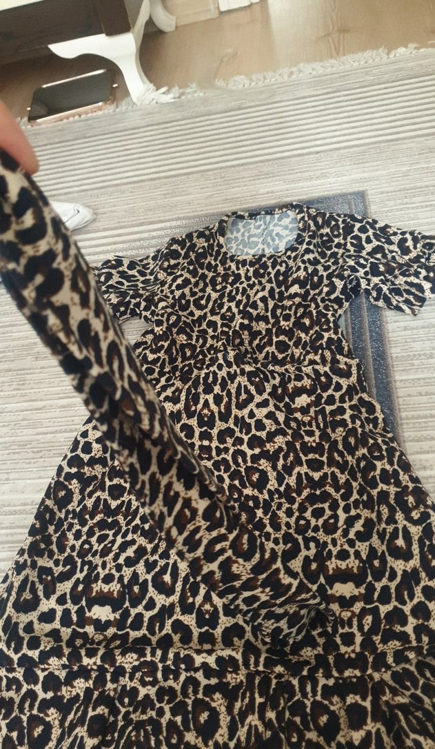 Leopar Desenli Uzun Bohem Elbise - Görsel 3