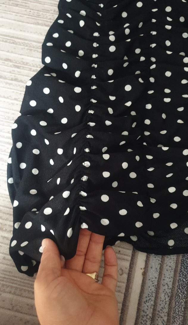 Siyah Puantiyeli Mini Elbise - Görsel 2