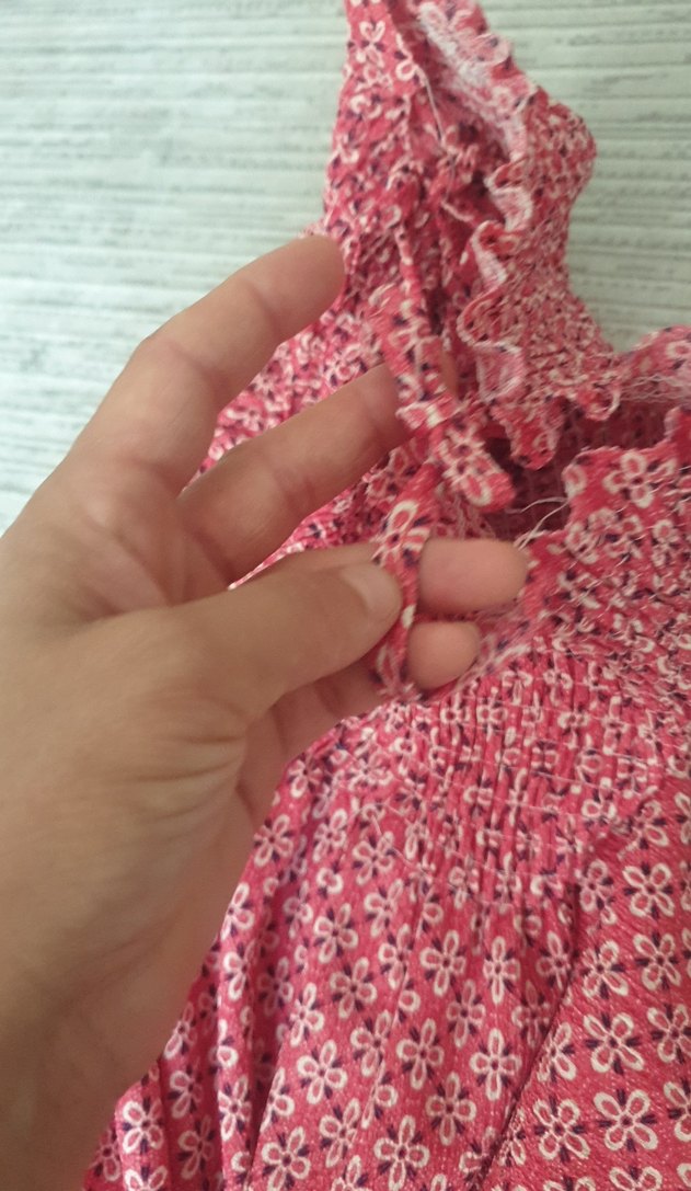 Kız Çocuk Kırmızı Askılı Bohem Elbise - Görsel 3