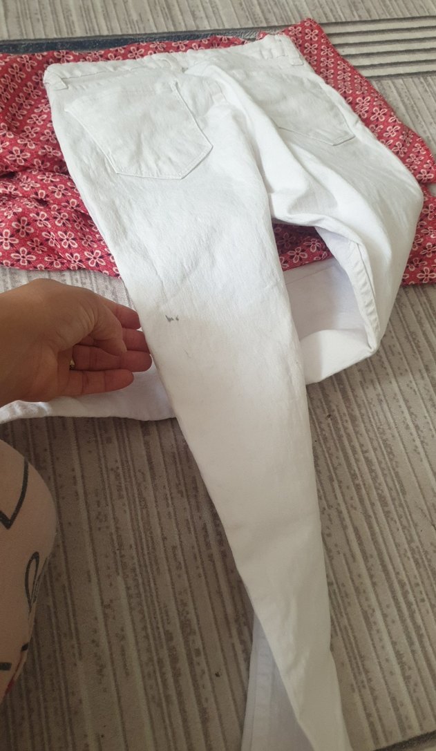 Kadın Beyaz Pamuklu Regular Fit Kumaş Pantolon - Görsel 3