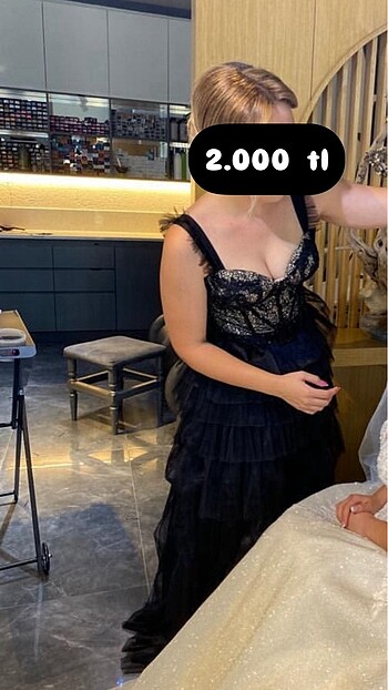 Siyah Dantel Korse Detaylı Abiye