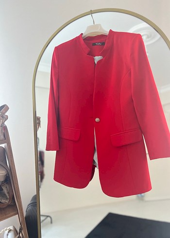 Klasik Kırmızı Kadın Blazer Ceket