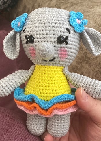 Renkli El Örgüsü Fil Peluş Oyuncak