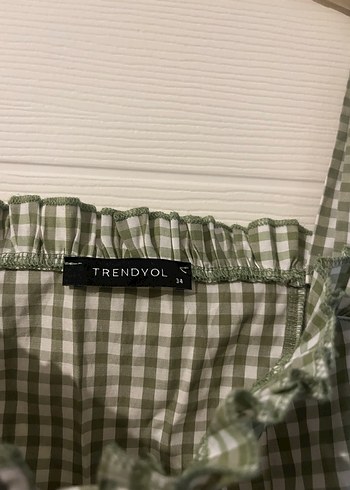 Fırfırlı Yeşil Kareli Kısa Büstiyer - Görsel 2