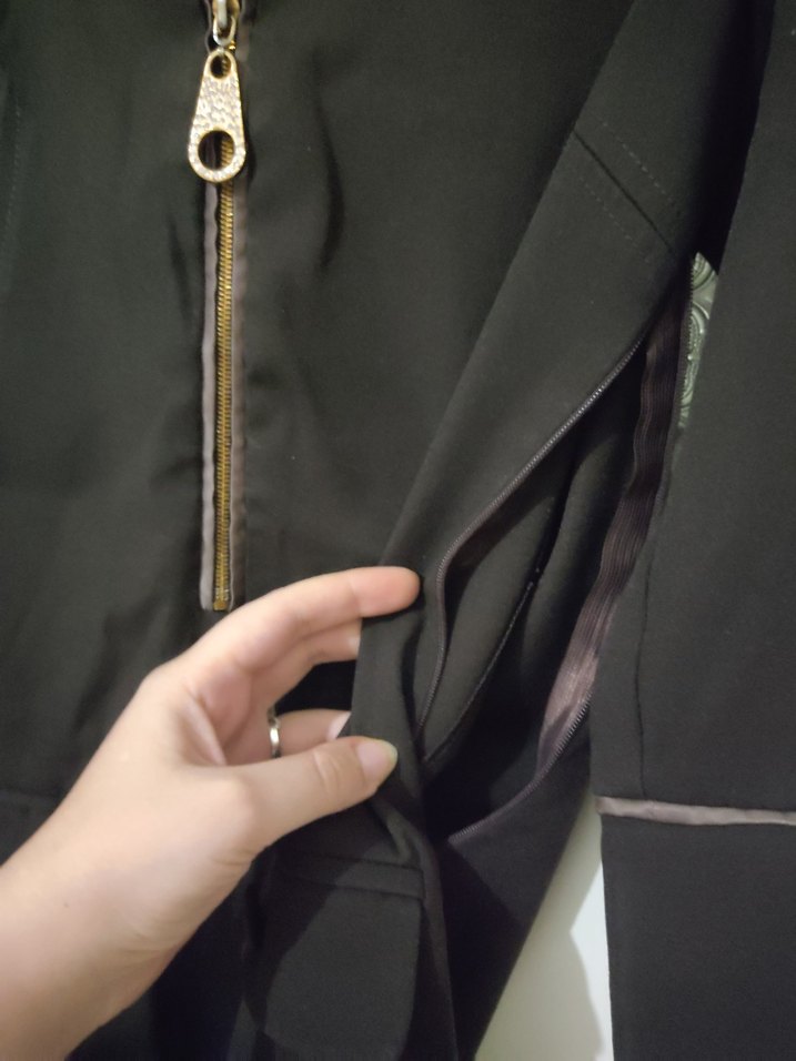 Gri Uzun Kadın Ofis Kabanı Fermuarlı - Görsel 3