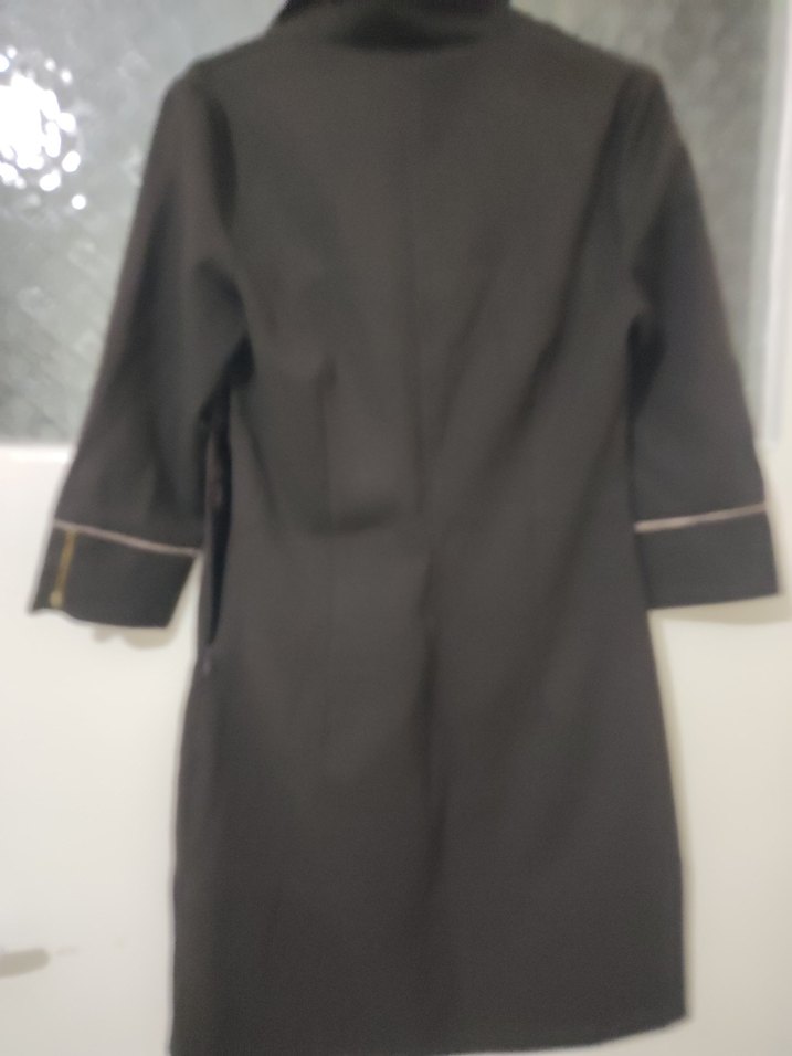 Gri Uzun Kadın Ofis Kabanı Fermuarlı - Görsel 5