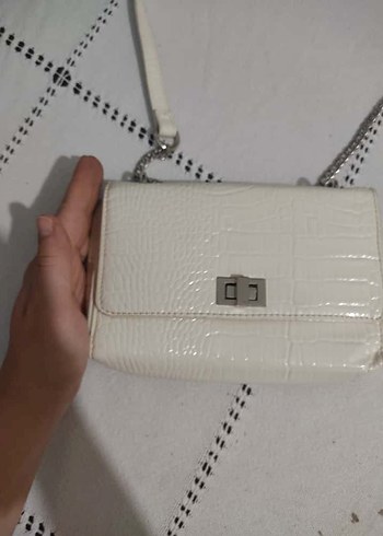 Beyaz Yılan Desenli Deri Kadın Çanta - Görsel 5