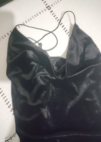 İp Askılı Drapeli Mini Elbise - Görsel 7