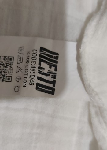 Düğmeli Kısa Kollu Beyaz Keten Kadın Gömlek - Görsel 3