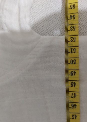 Düğmeli Kısa Kollu Beyaz Keten Kadın Gömlek - Görsel 4