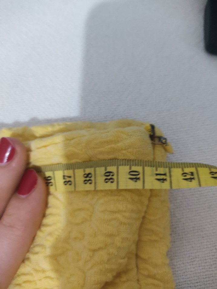 Düğmeli Sarı Kadın Kumaş Pantolon - Görsel 3