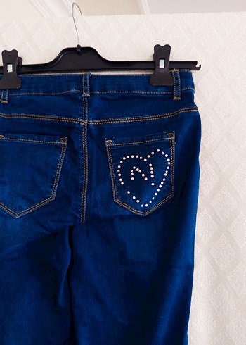 Payet Detaylı Mavi Midi Kot Pantolon - Görsel 2