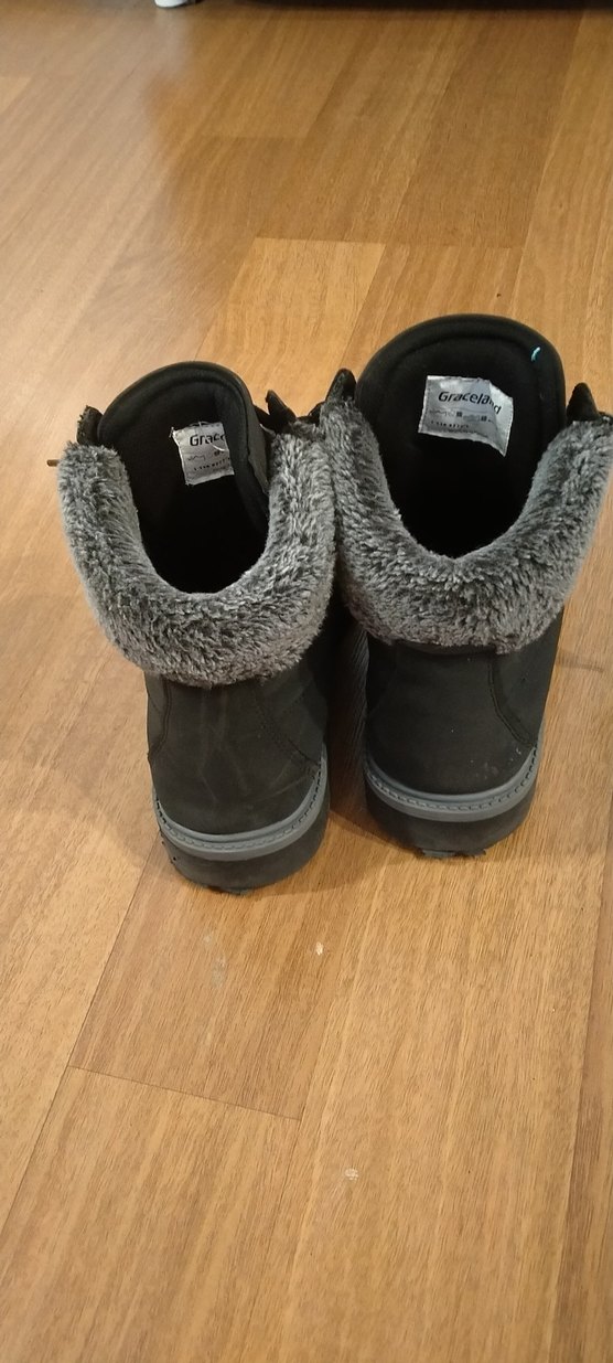 Gri Kürklü siyah Kadın süet Bot - Görsel 2