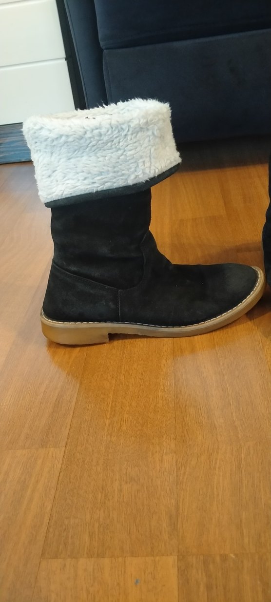 Siyah nubuk deri Kürklü  Kadın Bot - Görsel 4