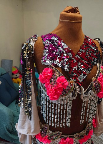 Boncuk İşlemeli dansöz oryantal kiyafeti - Görsel 4