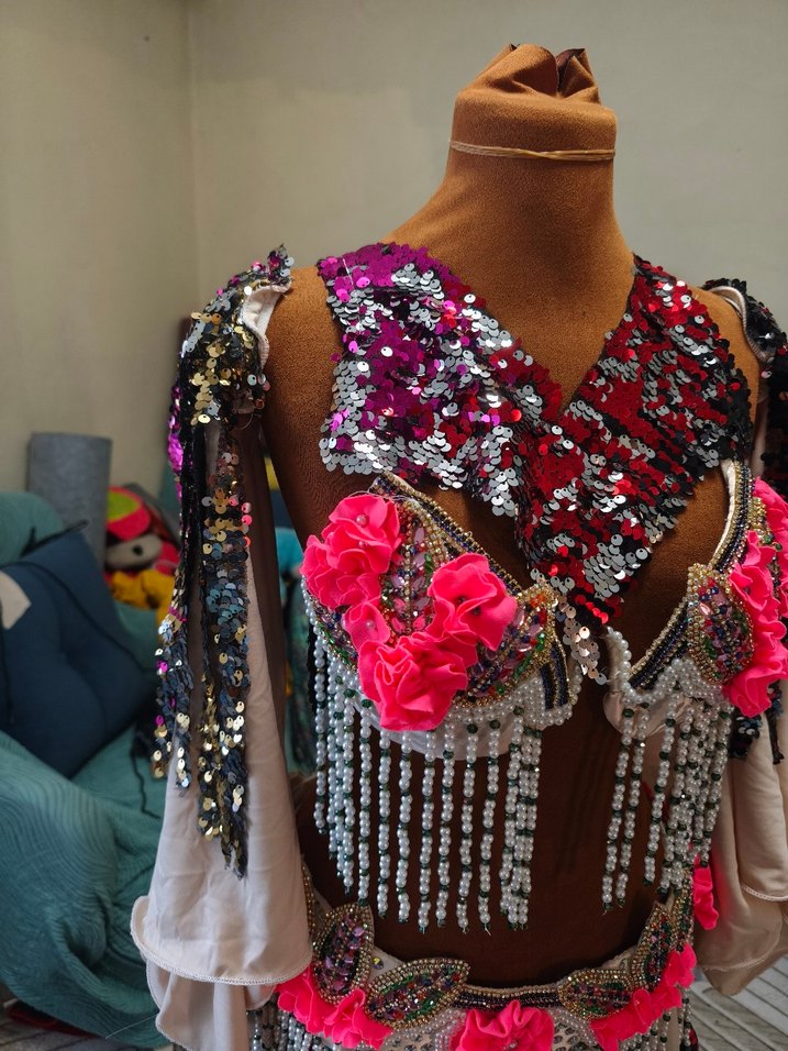 Boncuk İşlemeli dansöz oryantal kiyafeti - Görsel 4