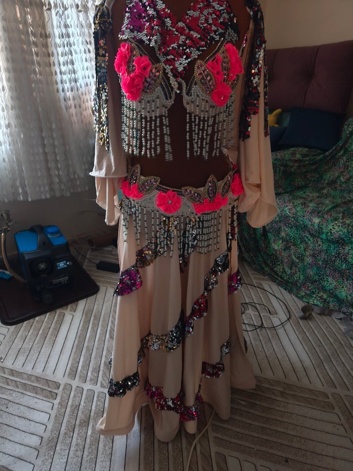 Boncuk İşlemeli dansöz oryantal kiyafeti - Görsel 5