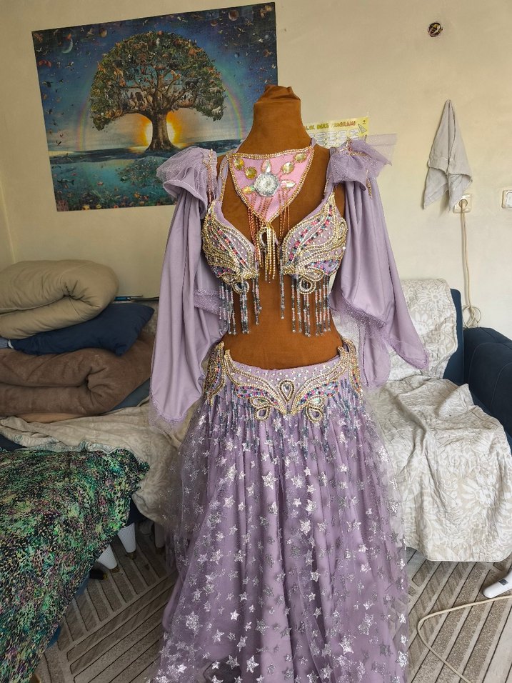 oryantal kostüm eflatun islemeli - Görsel 2