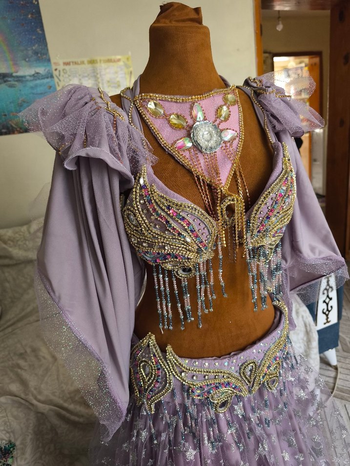 oryantal kostüm eflatun islemeli - Görsel 3